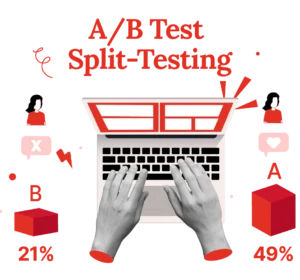Hände am Laptop führen AB Test aus