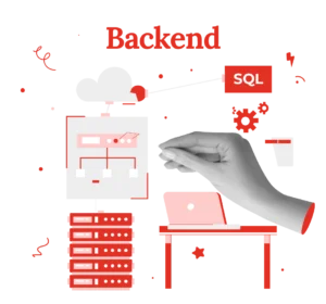 Illustration-zeigt-Server-SQL-mit-Laptop-fuer-Webseite