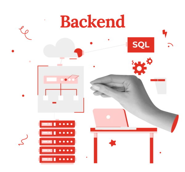 Illustration-zeigt-Server-SQL-mit-Laptop-fuer-Webseite