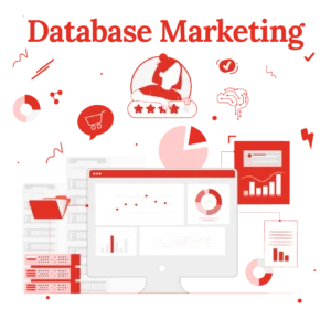 Illustration zu Database-Marketing, die Datensätze und USer zeigen