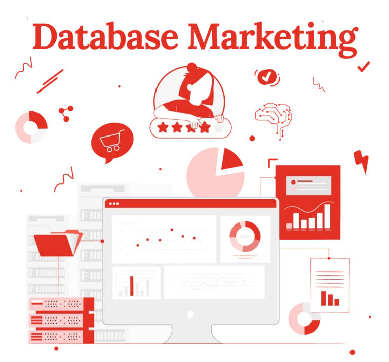 Illustration zu Database-Marketing, die Datensätze und USer zeigen