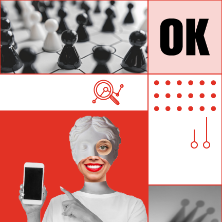 Collage-mit-Frau-mit-SMartphone-Sinnbild-für-online-business