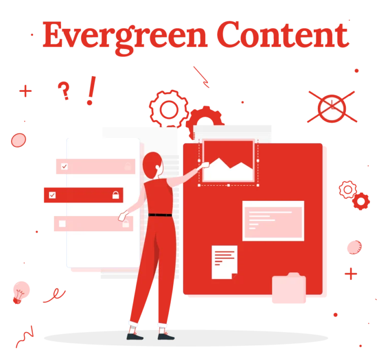 Illustration die Evergreen Content beschreibt
