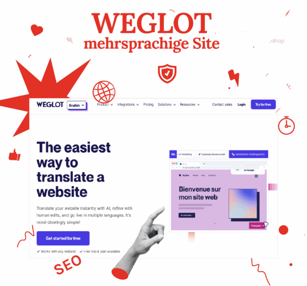 Illustration von mehrsprachiger Website dank dem Tool Weglot