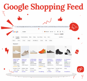 Illustration die Google Shopping Feed zeigt