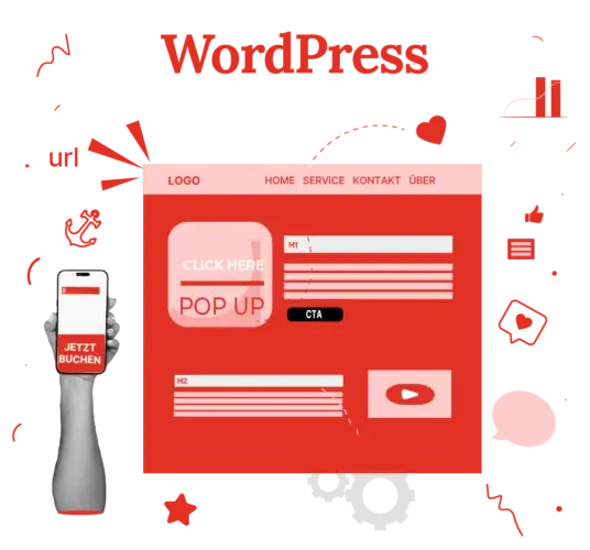 Website erstellen für Selbständige: Warum Deine eigene Website der wichtigste Schritt ist 2 illustration zeigt wordpress für die erste eigene webseite