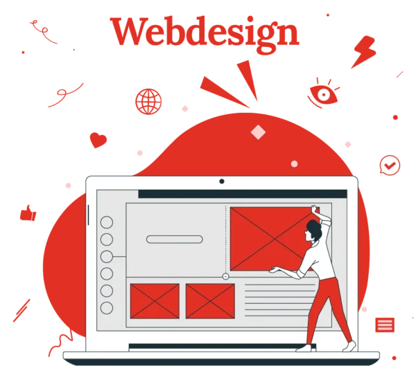 Webdesign-Illustration zeigt wie Bilder und Texte platziert werden