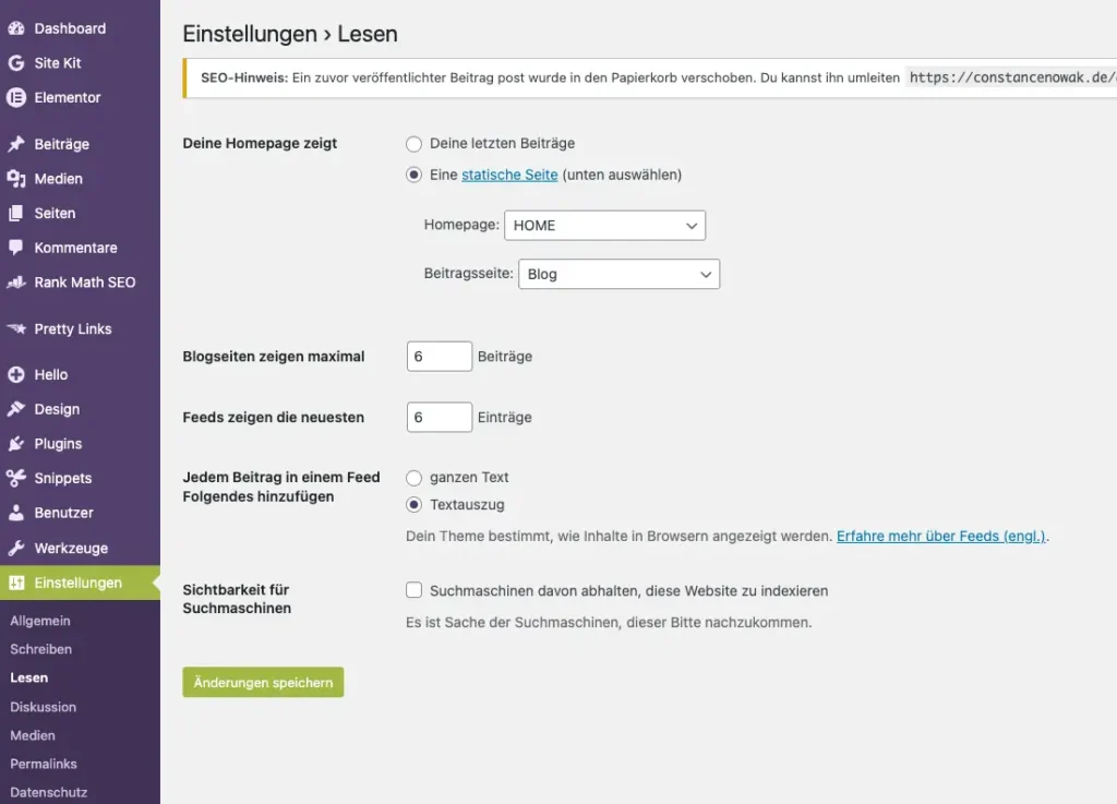 Website erstellen für Selbständige: Warum Deine eigene Website der wichtigste Schritt ist 6 constance nowak wordpress einstellungen suchmaschinen