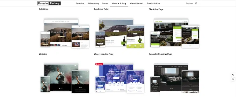 Die beliebtesten Website Baukästen im ehrlichen Vergleich – Teil 2 4 startseite-domain-factory-web-baukasten-vorlagen