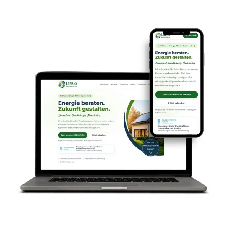 Webdesign Lankes Energieberatung auf Laptop und Smartphone